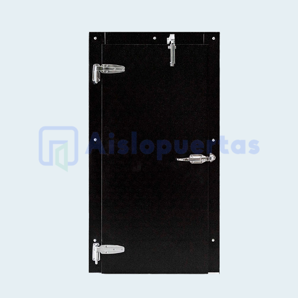Puerta abatible para refrigeración en color negro con pistón de cierre